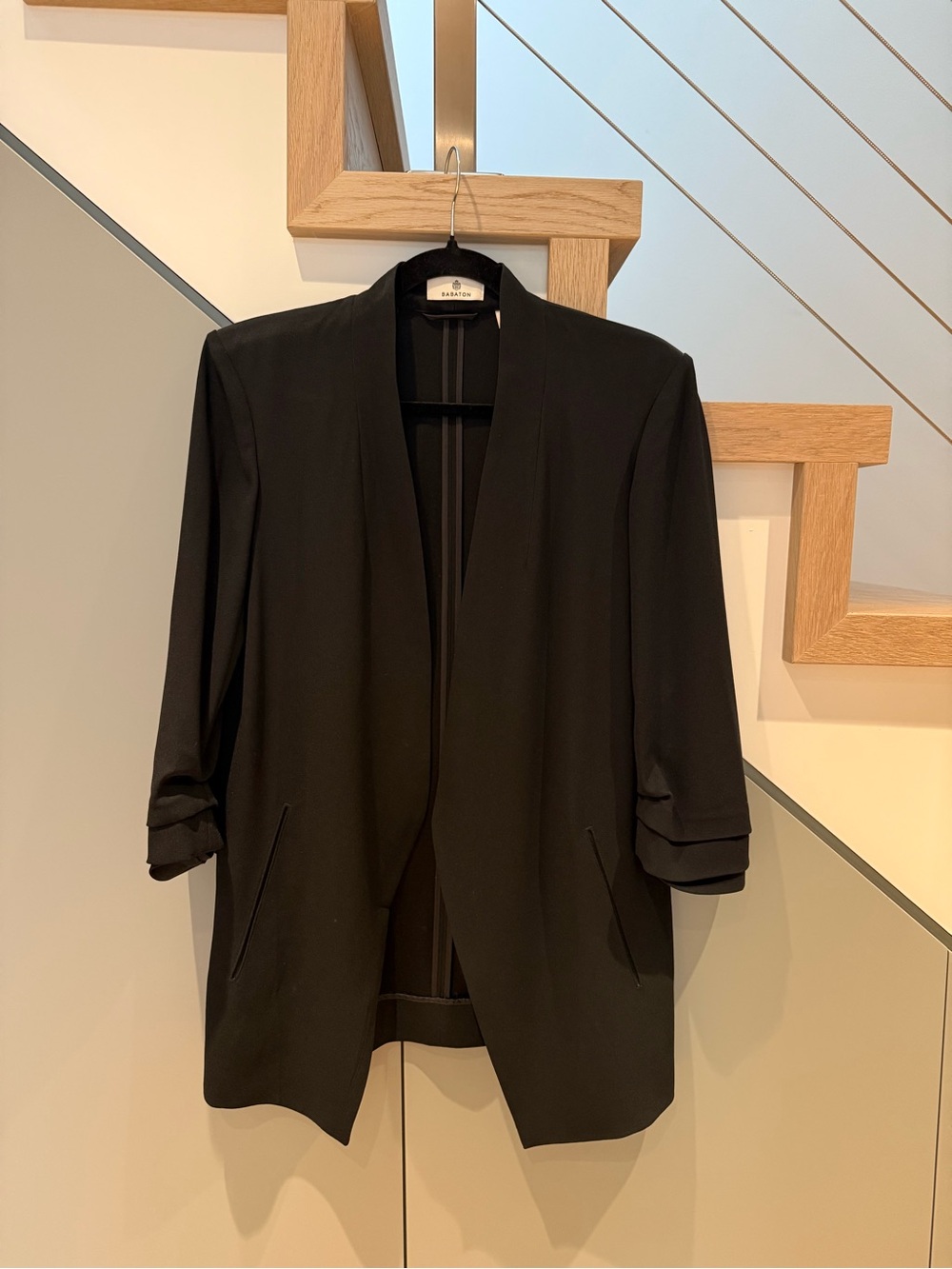 Babaton Black Collarless Open Blazer